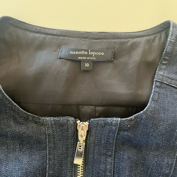Nanette Lepore Dark Denim Zip Up Vest Size 10‎ - Picture 8 of 9